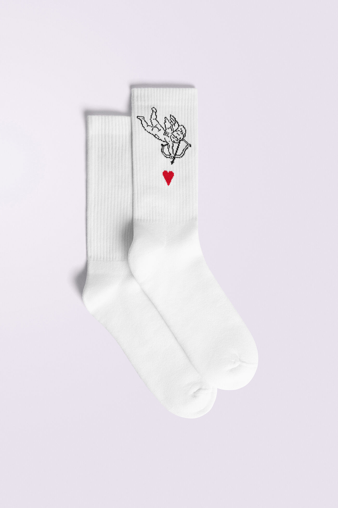 Cupid Heart Socks White